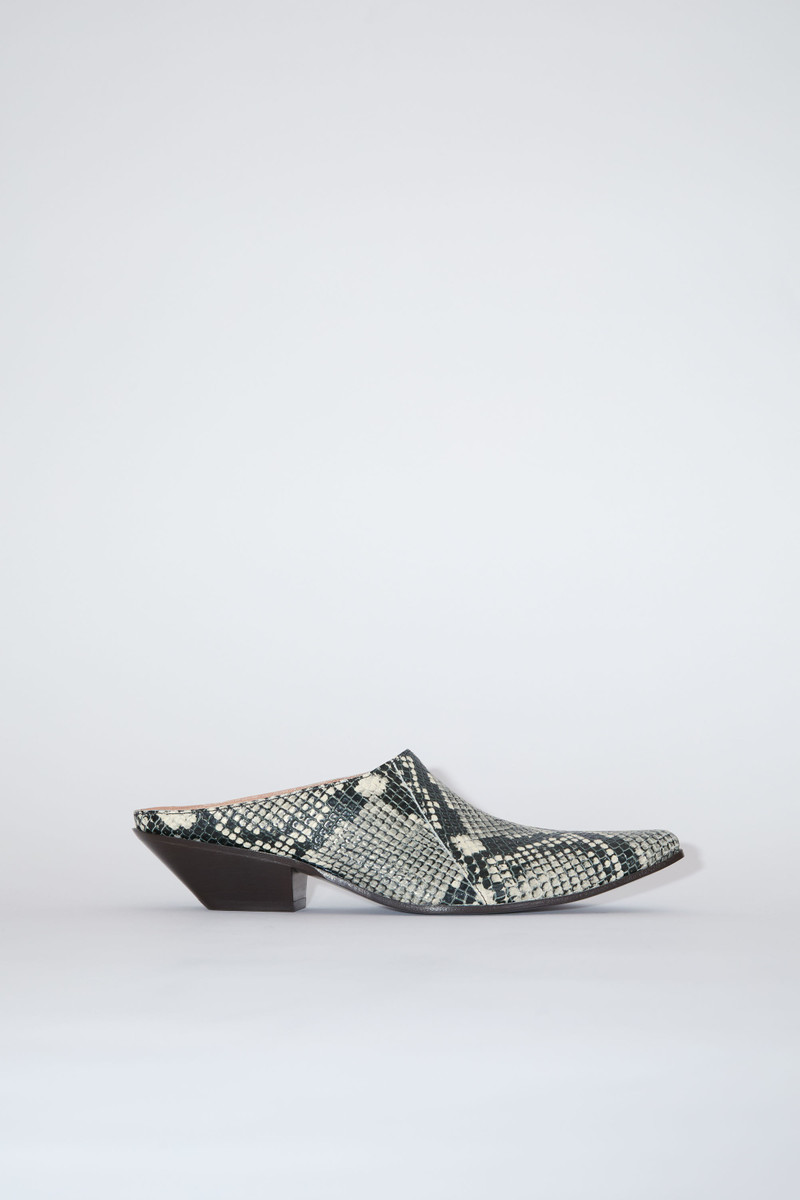 Snake print leather mules - Multi beige 1