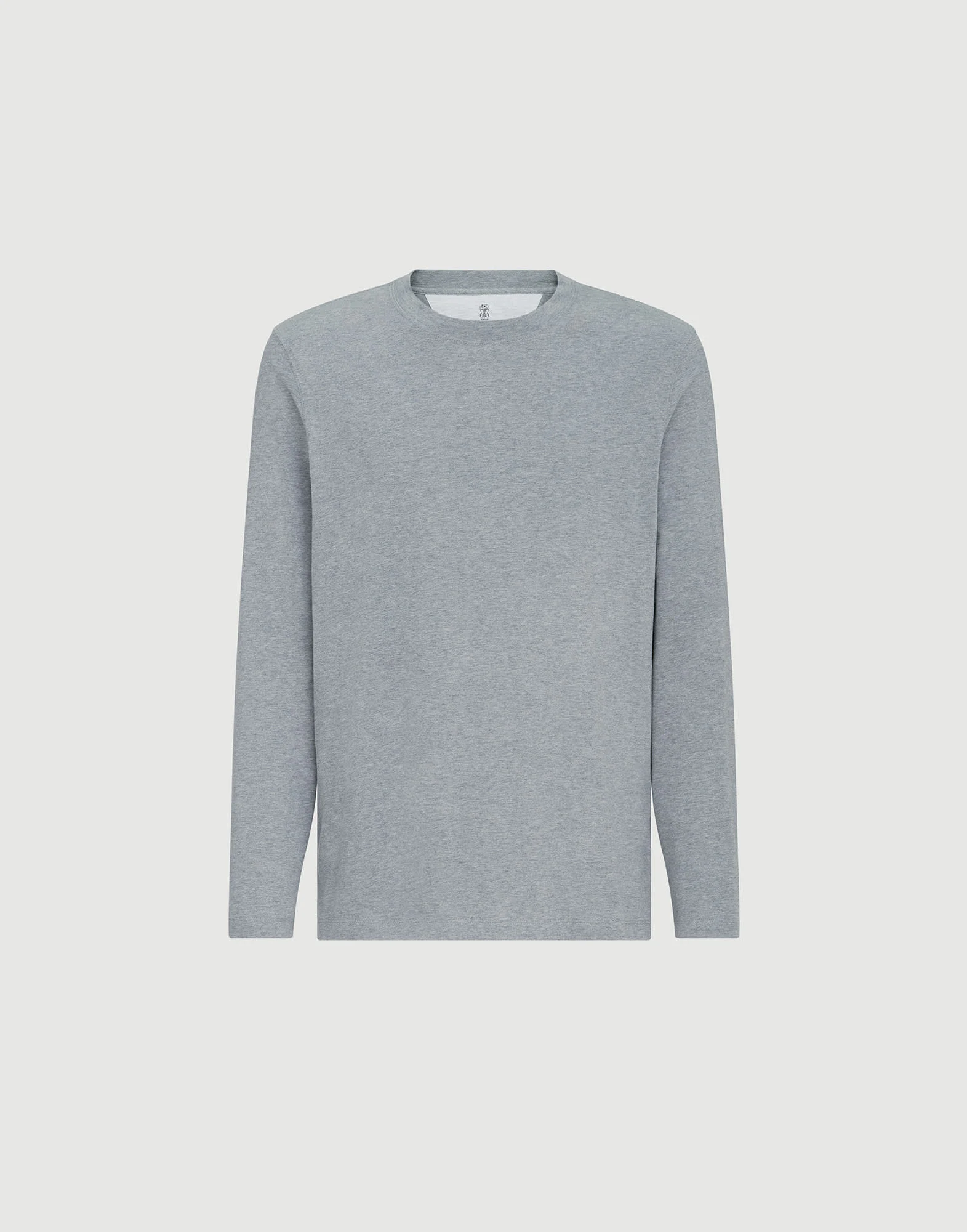 Cotton jersey long sleeve crew neck T-shirt - 1