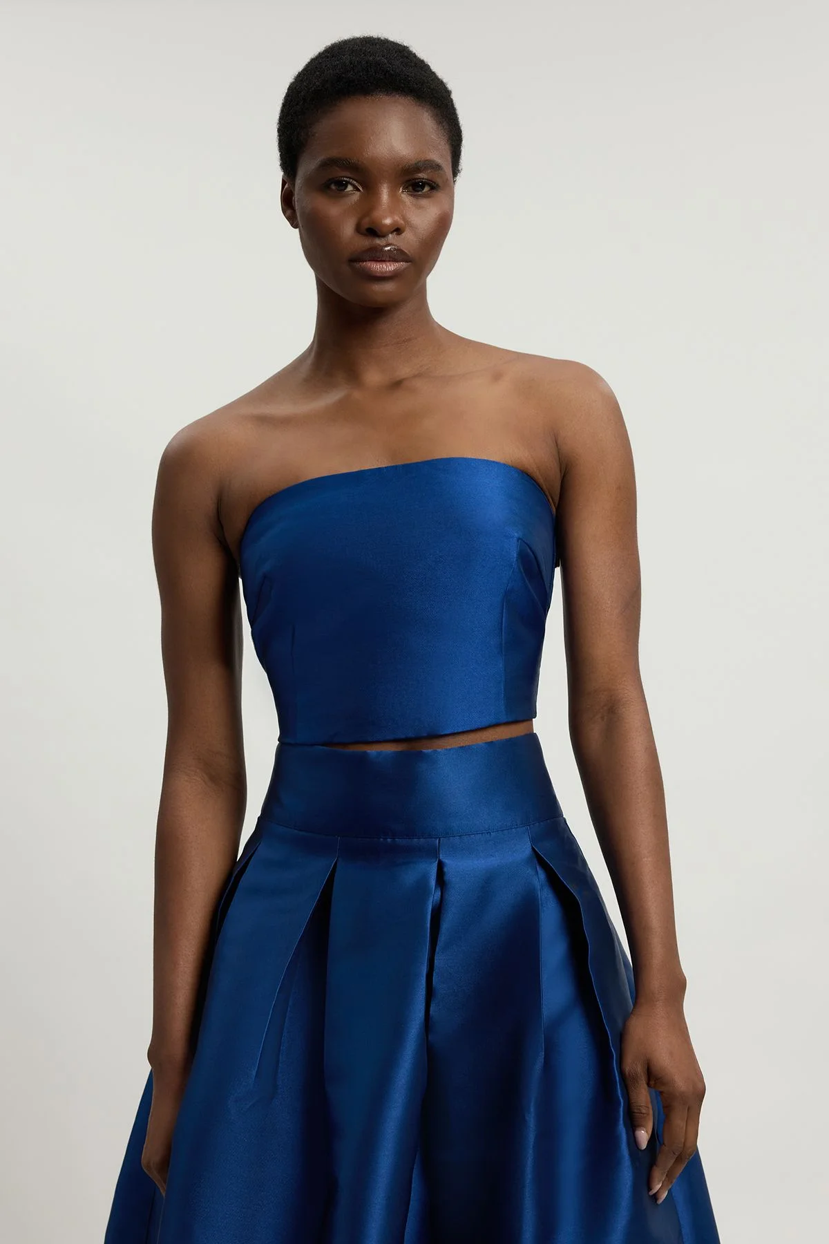 Satin Twill Woven Bandeau Top - 1