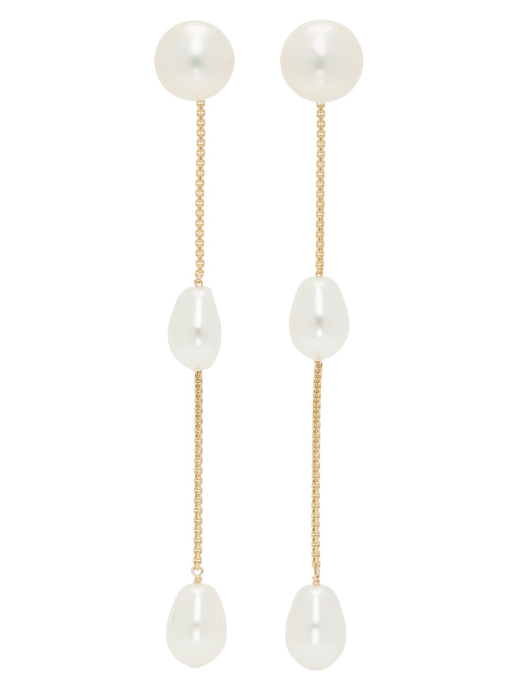 Gold Small Pearl Drop Earrings - 1