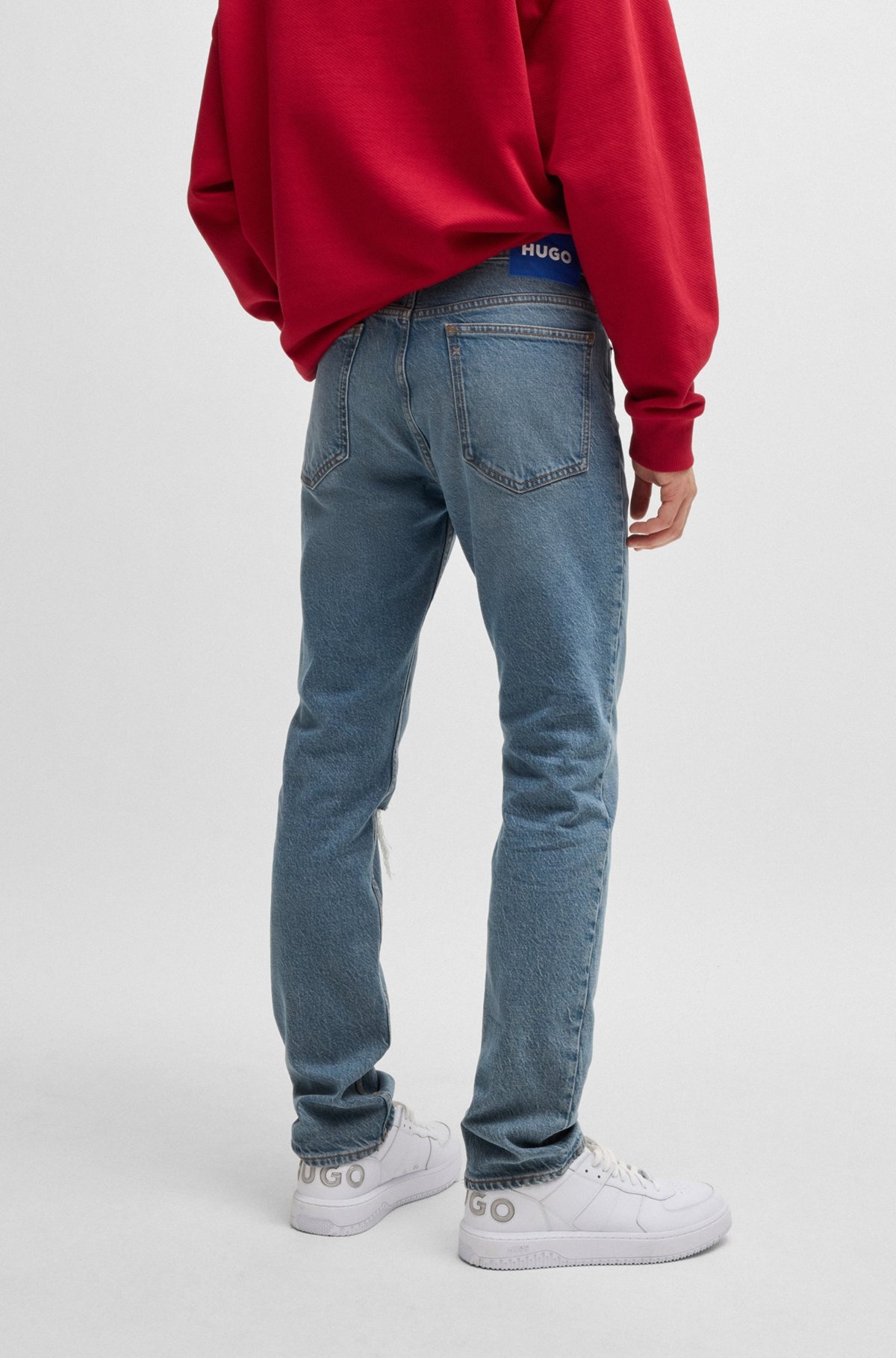 SLIM-FIT JEANS IN MID-BLUE COMFORT-STRETCH DENIM - 4