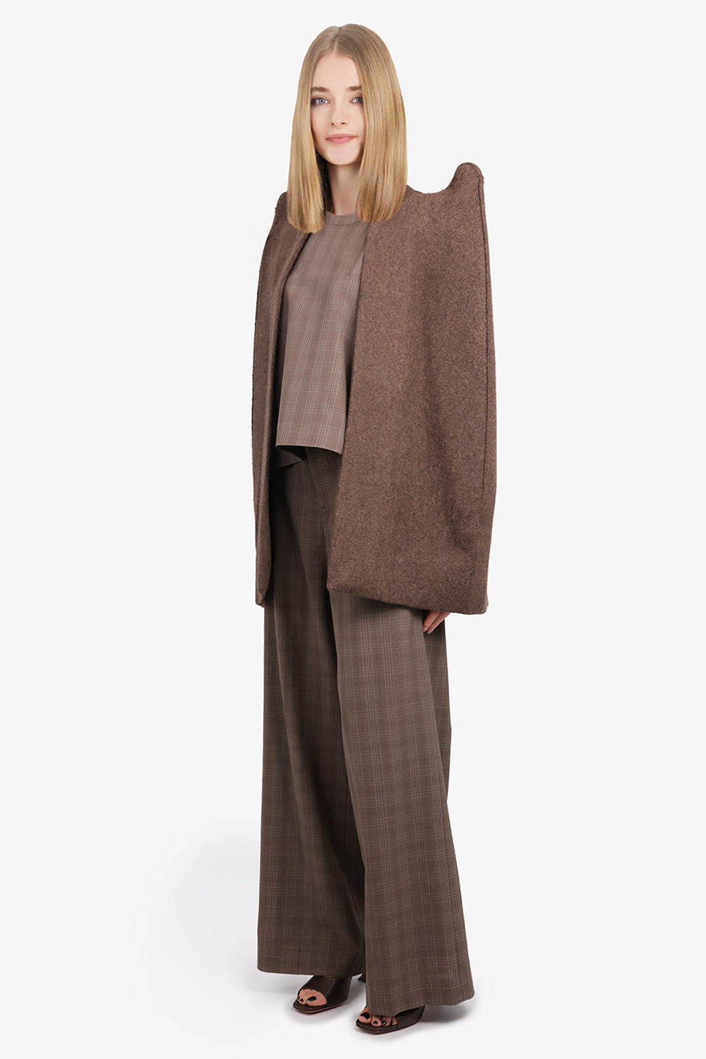 CAPPA SHOULDER DETAIL CAPE JACKET | BROWN - 4