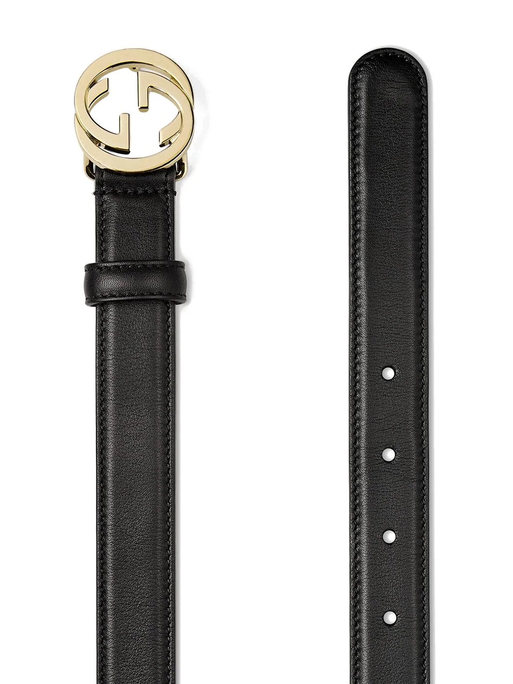 Leather belt with interlocking G buckle - 2