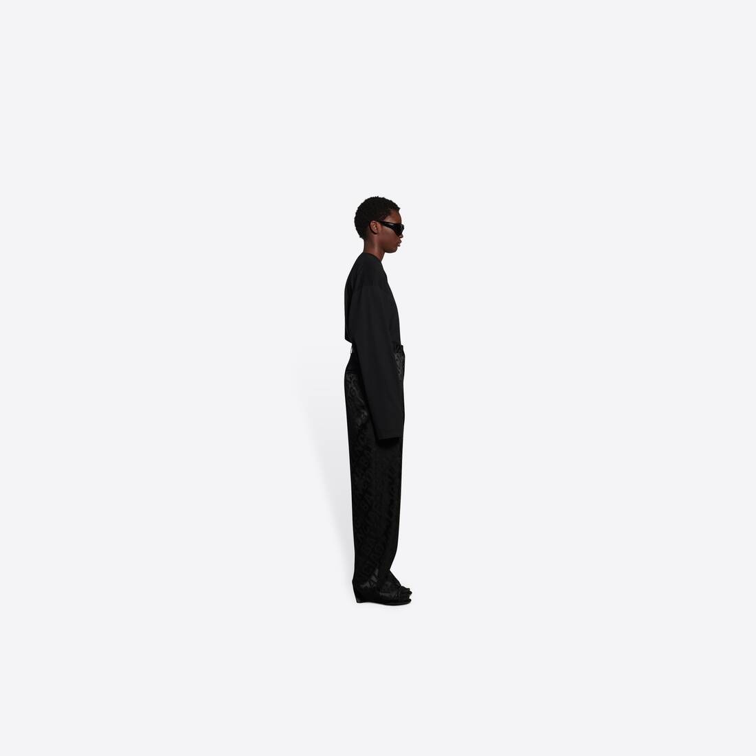 Women's Large Logo Baggy Pants in Black - 4