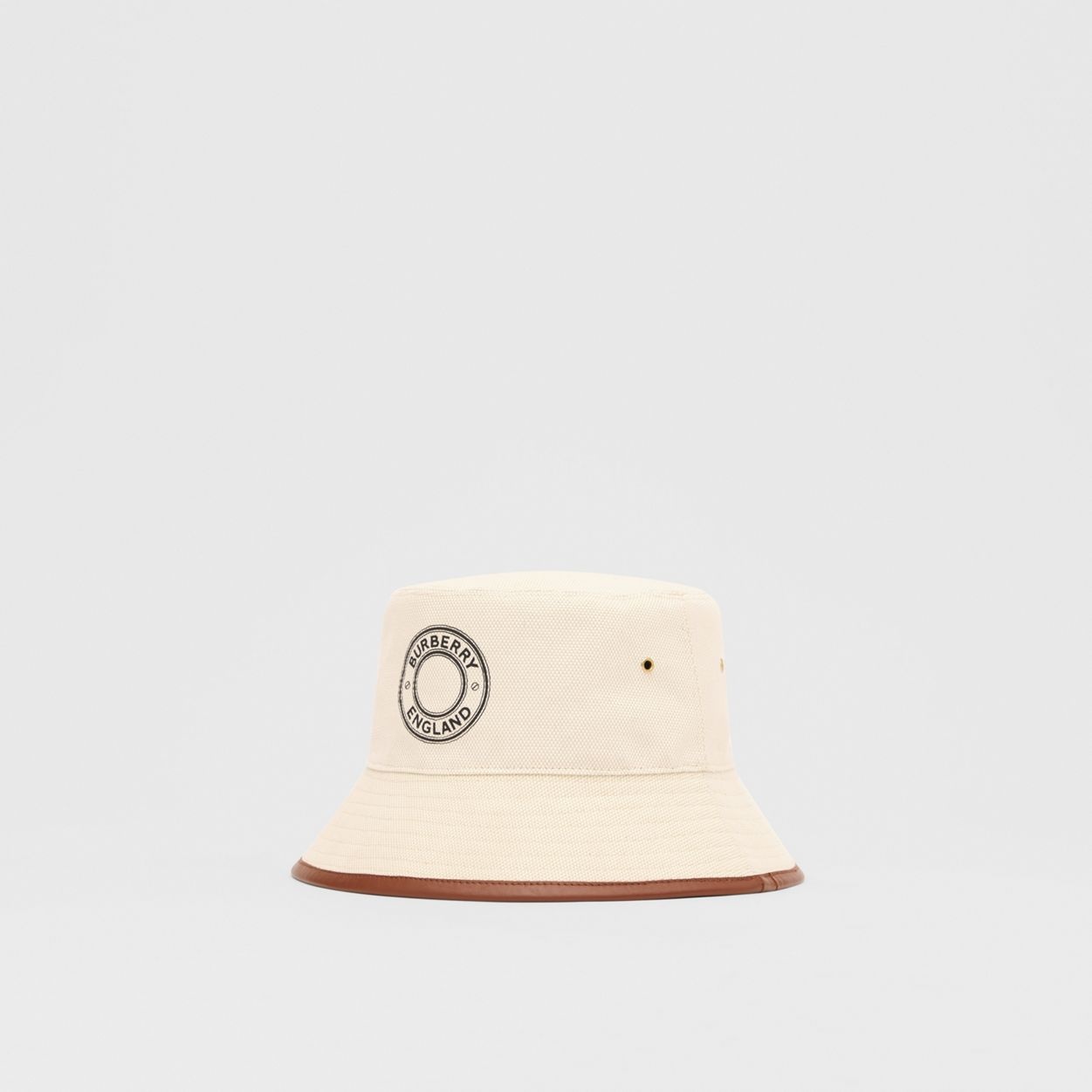 Leather Trim Logo Graphic Cotton Bucket Hat - 6