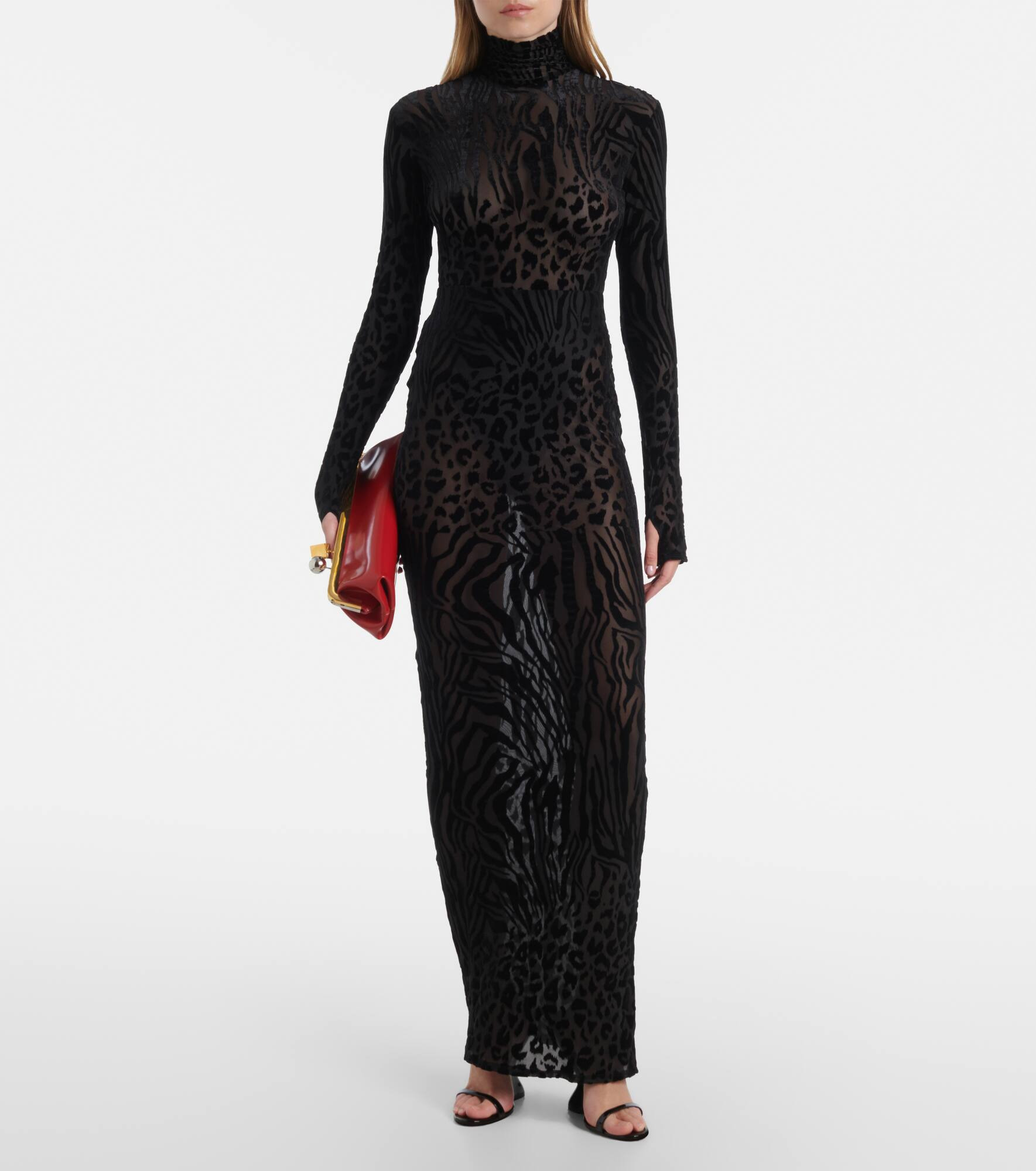 Sheer animal-print devoré maxi dress - 2