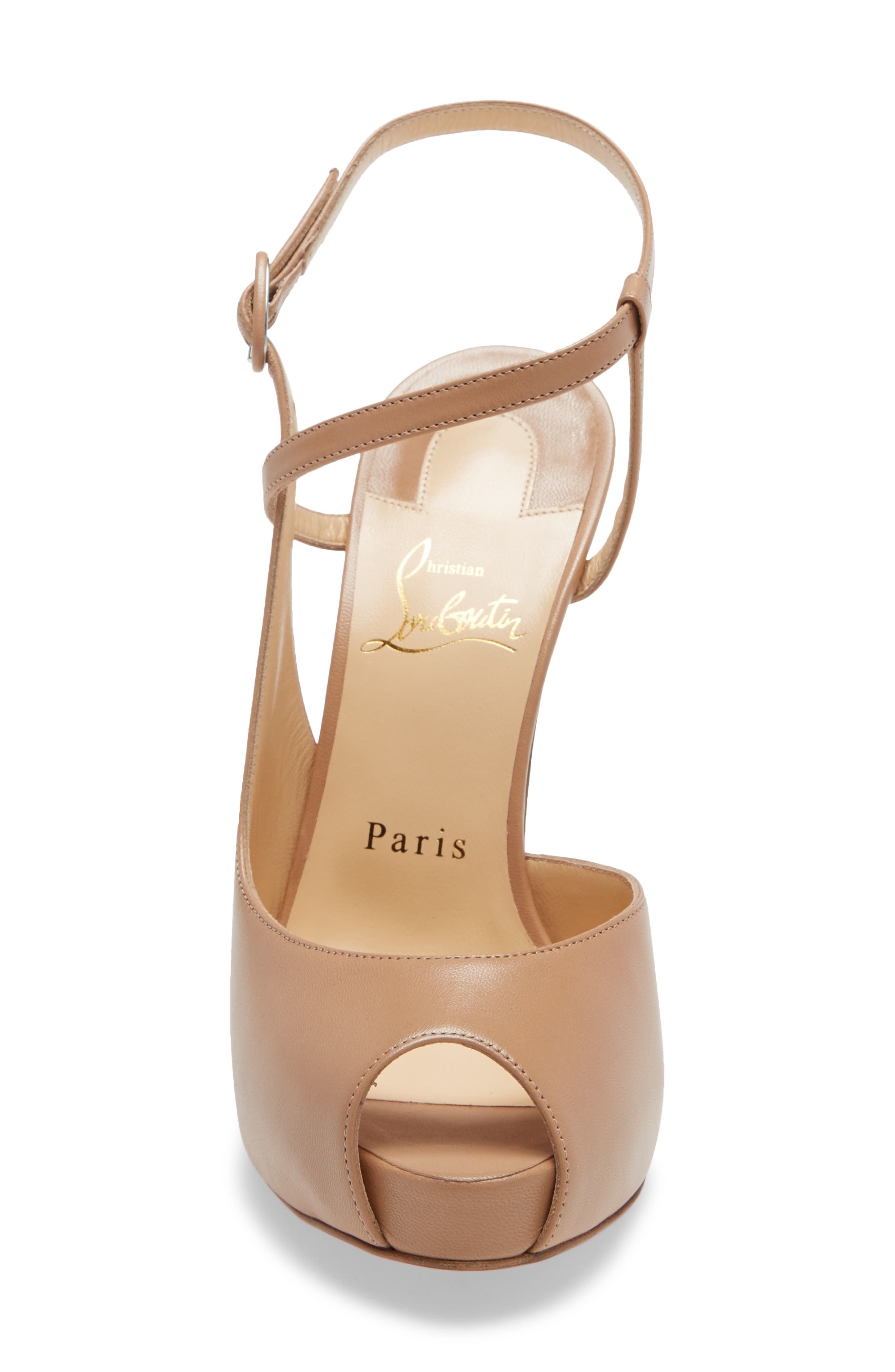 Christian Louboutin Jenlove Ankle Strap Peep Toe Stiletto in Nude at Nordstrom - 4