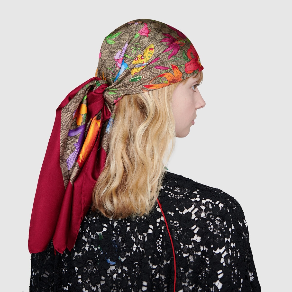 GG Flora print silk scarf - 3