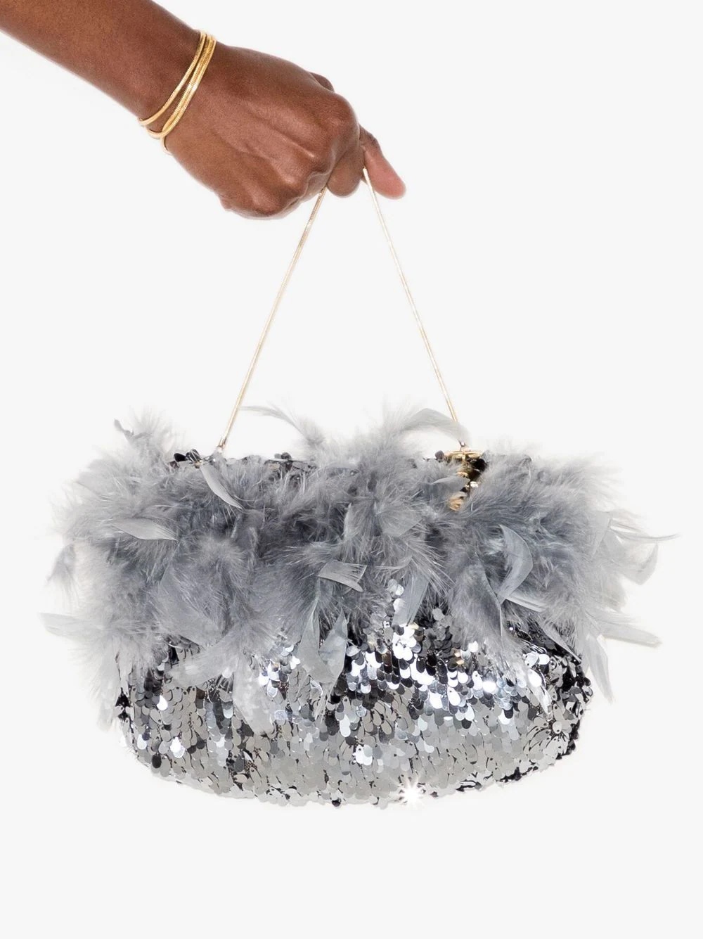 Liquirizia Ballerina sequin feather-trim bag - 4