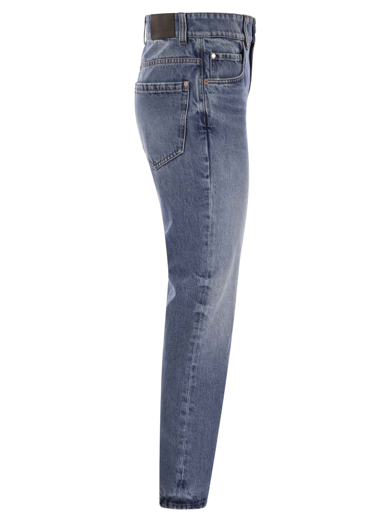 Brunello Cucinelli Women Authentic Denim Loose Trousers With Shiny Tab - 3