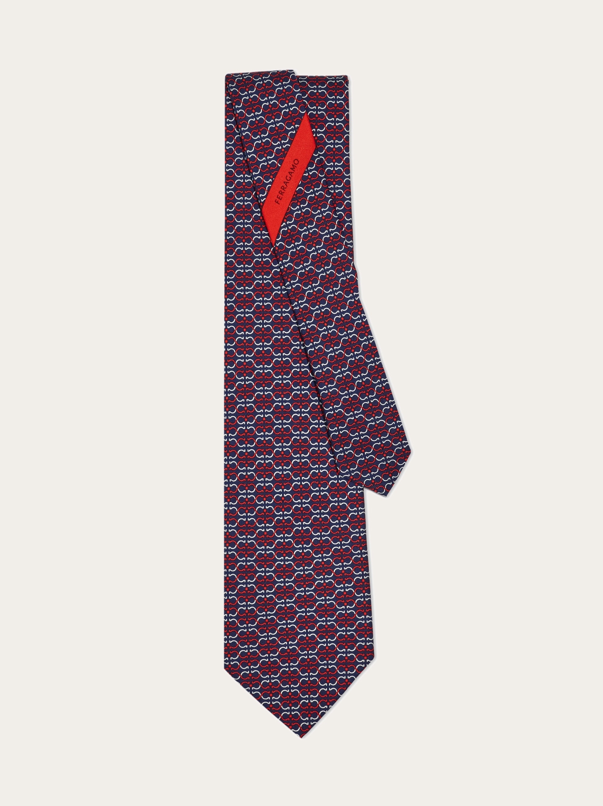 Gancini print silk tie - 3