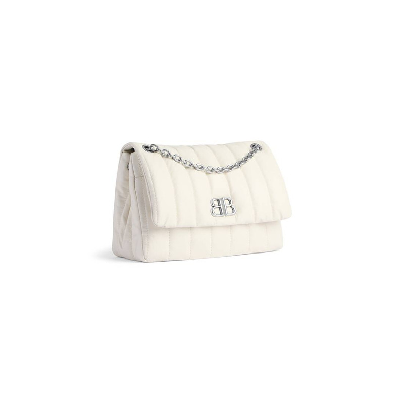 BALENCIAGA Women's Monaco Mini Bag Quilted  in White outlook