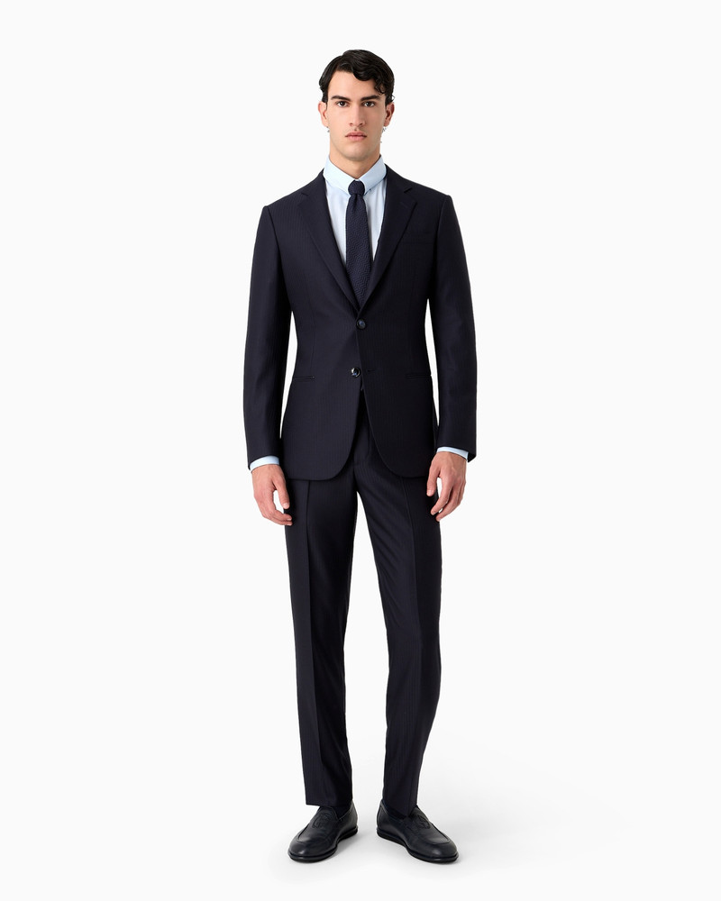 GIORGIO ARMANI Manhattan Line single-breasted suit in pinstripe virgin wool outlook