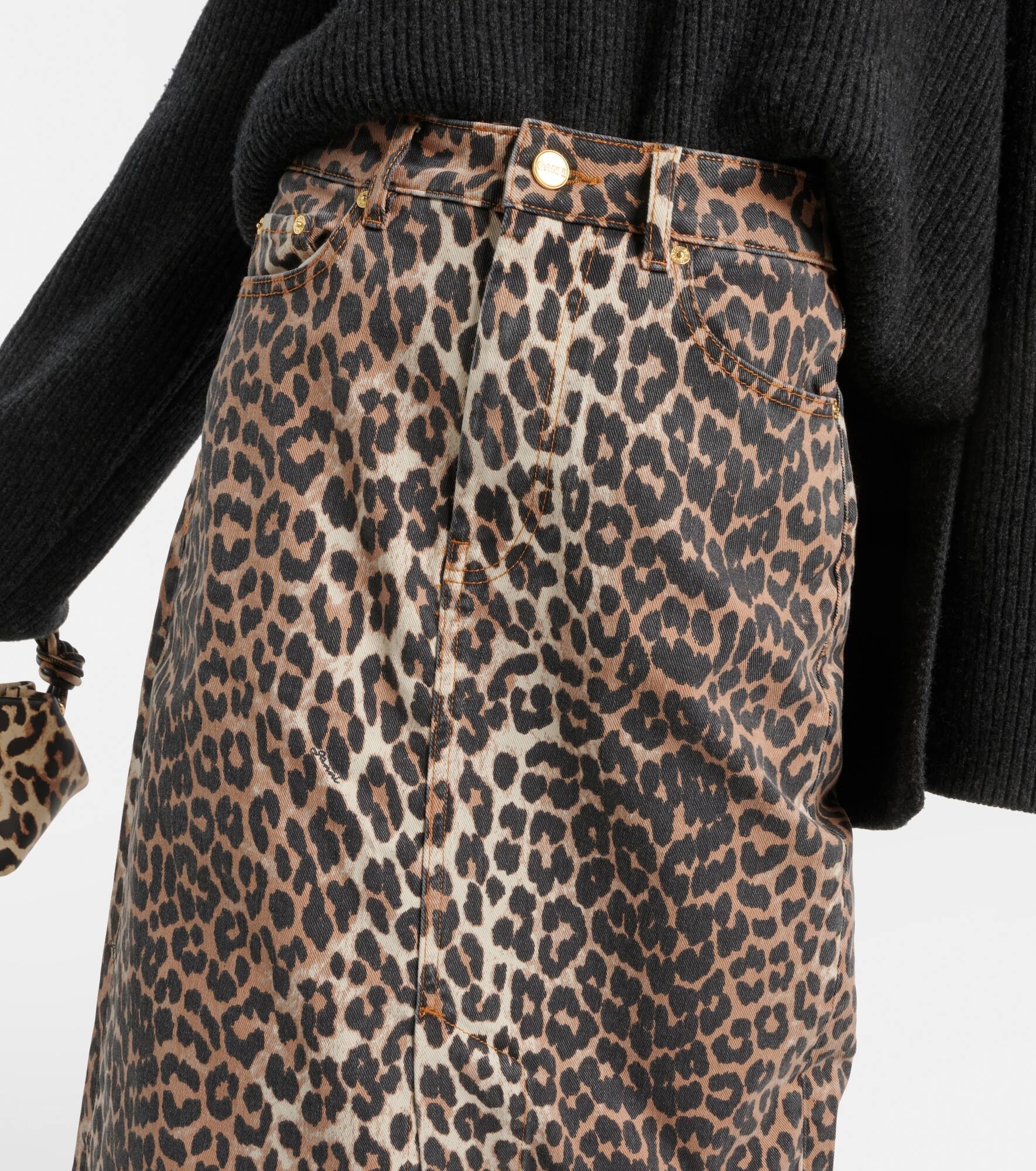 Leopard-print denim maxi skirt - 4