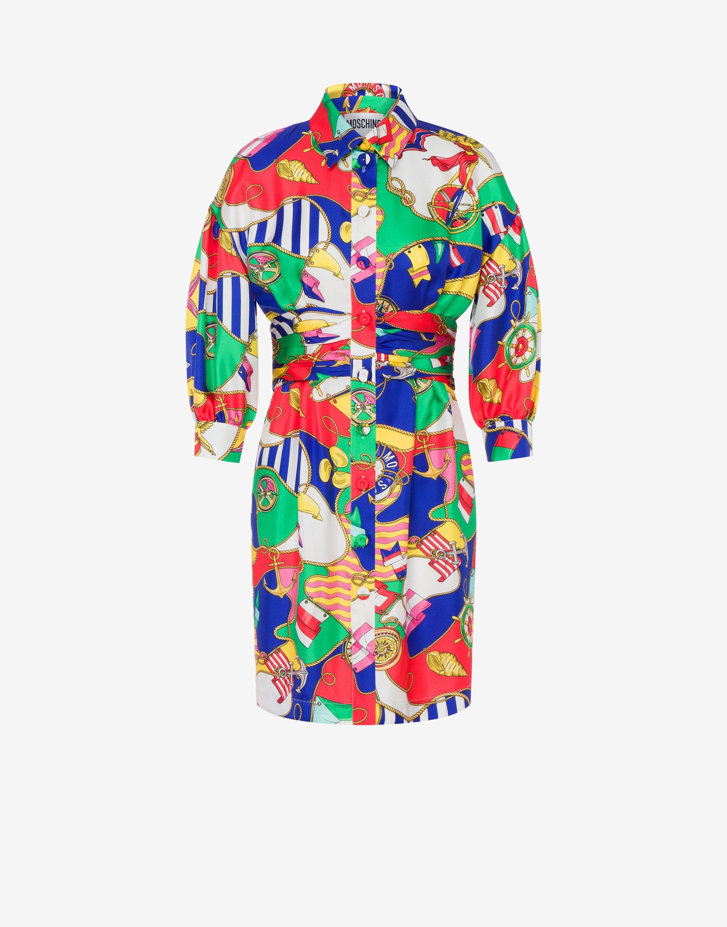 ALL-OVER NAUTICAL SILK TWILL DRESS - 1