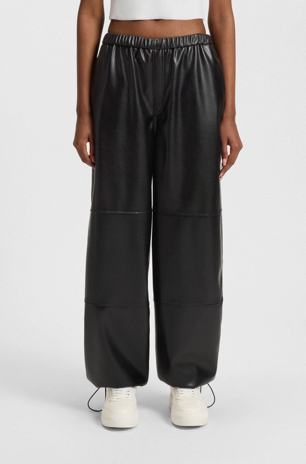 WIDE-LEG PARACHUTE TROUSERS IN FAUX LEATHER - 2