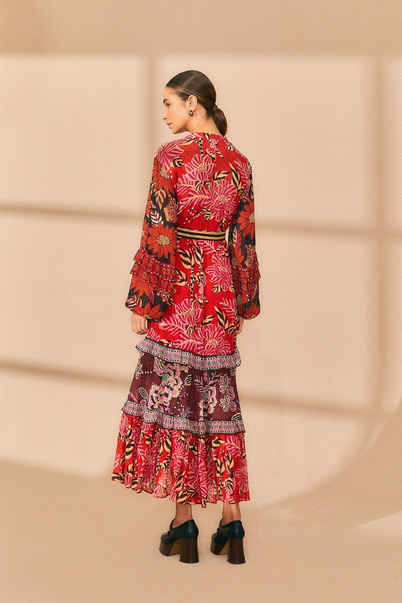 Mixed Floral Prints Long Sleeve Maxi Dress 4