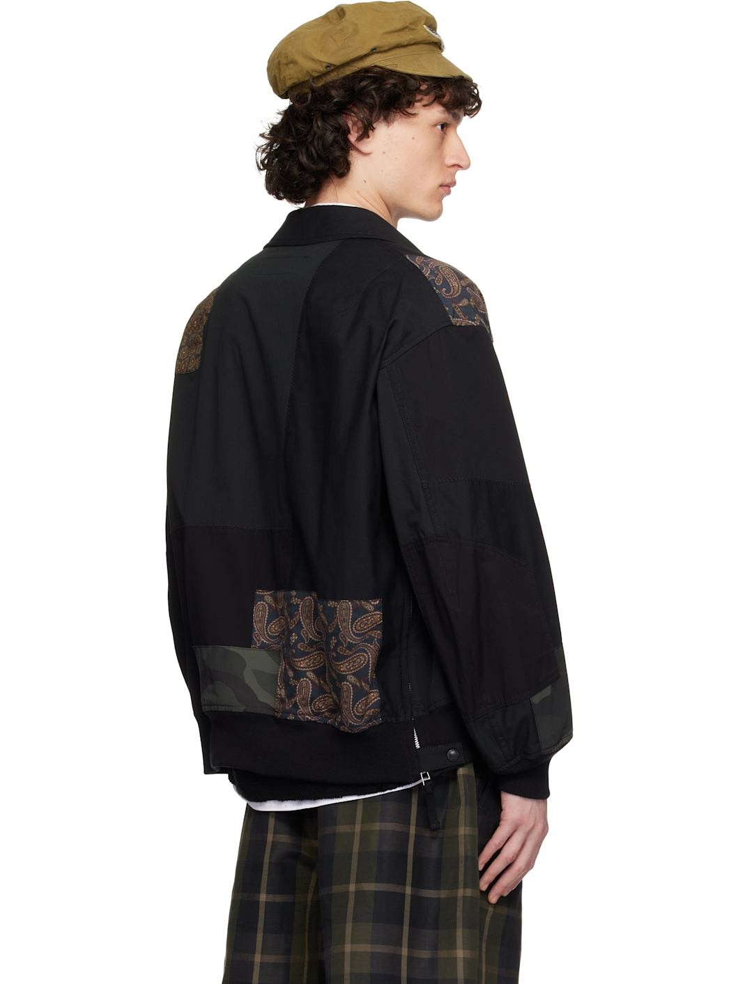 Black Nylon Back Satin Mix Jacket - 3