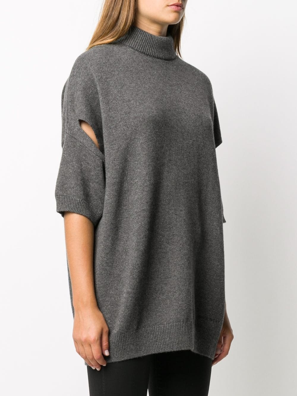 slit detail short-sleeve jumper - 3