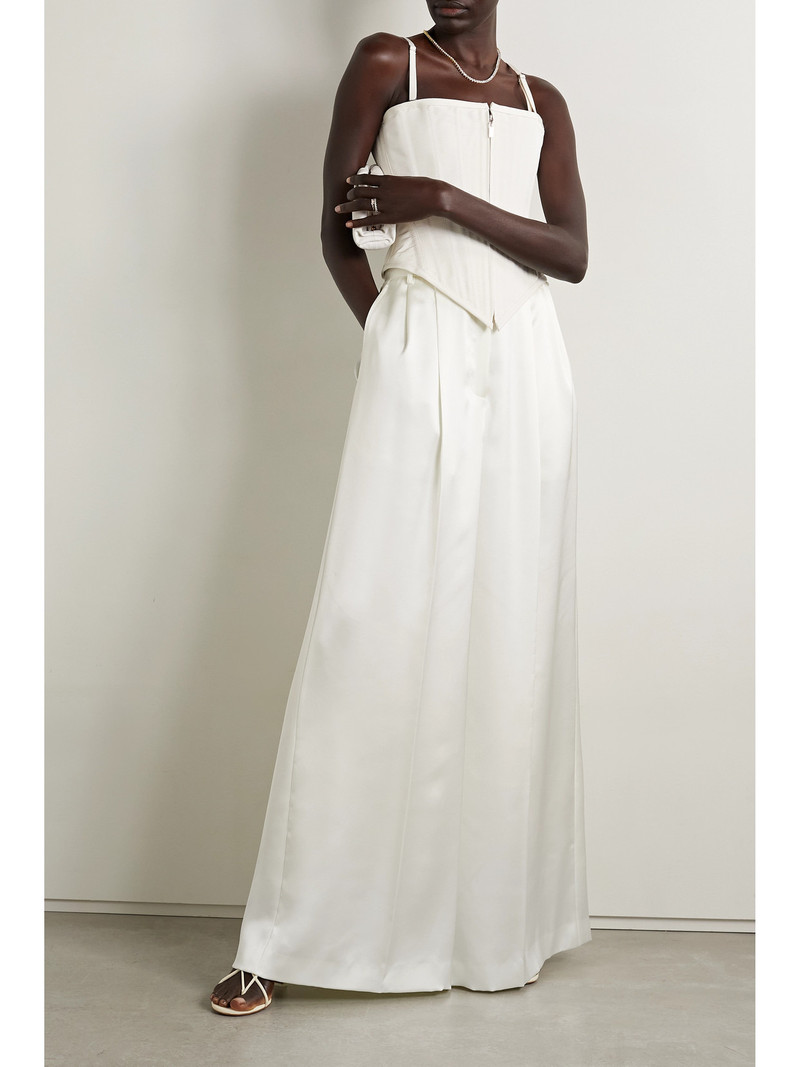 CHRISTOPHER JOHN ROGERS Pleated Satin Wide-leg Pants outlook