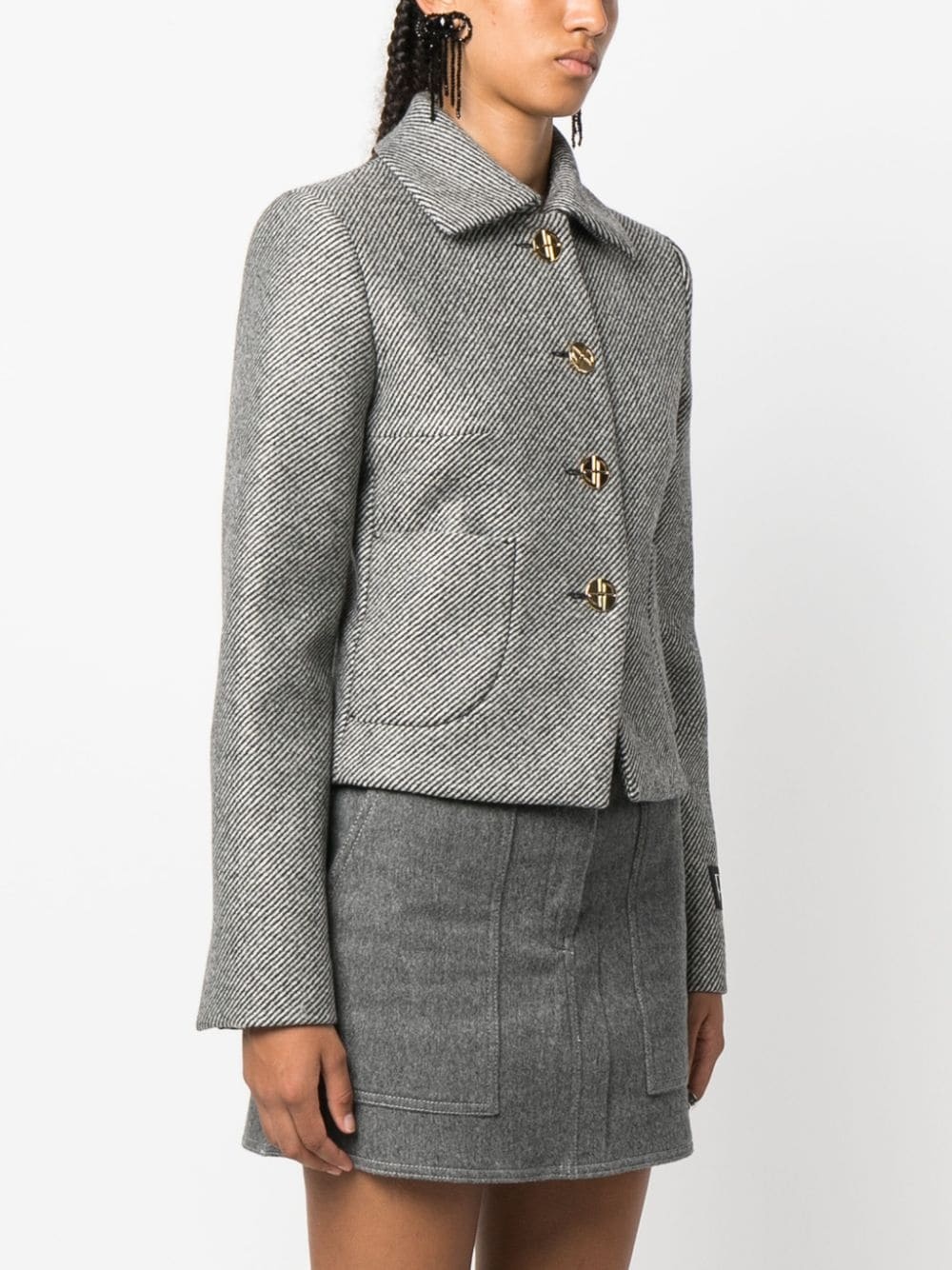 textured virgin-wool short jacket - 3
