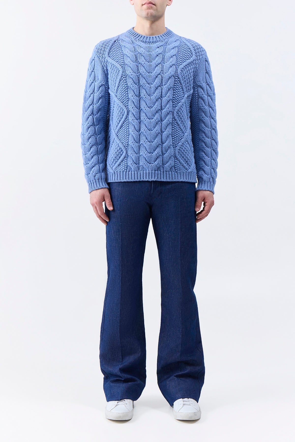 Geoffrey Knit Sweater in Light Blue Denim Cashmere - 6