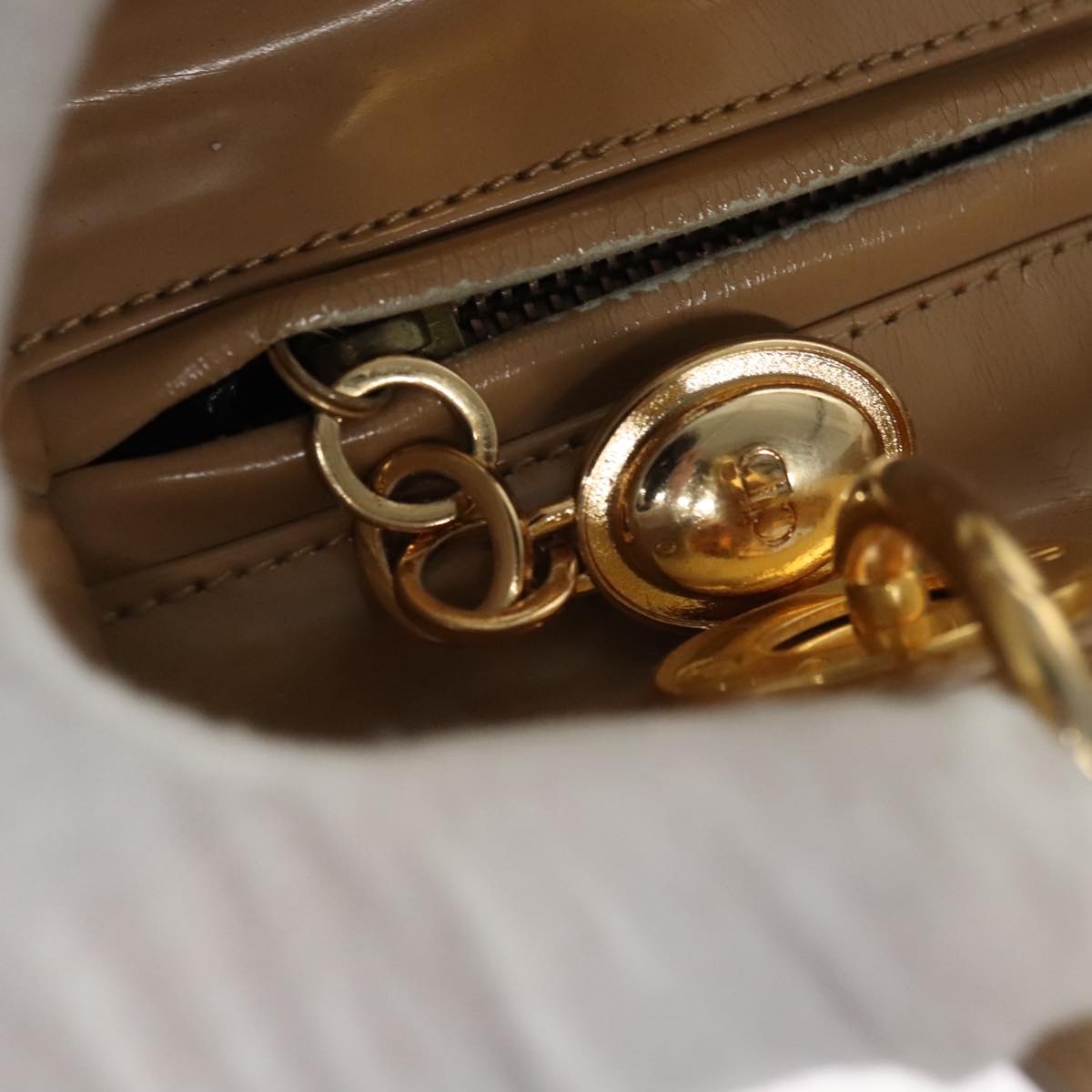DIOR Canage Hand Bag Nylon Beige Gold - 15