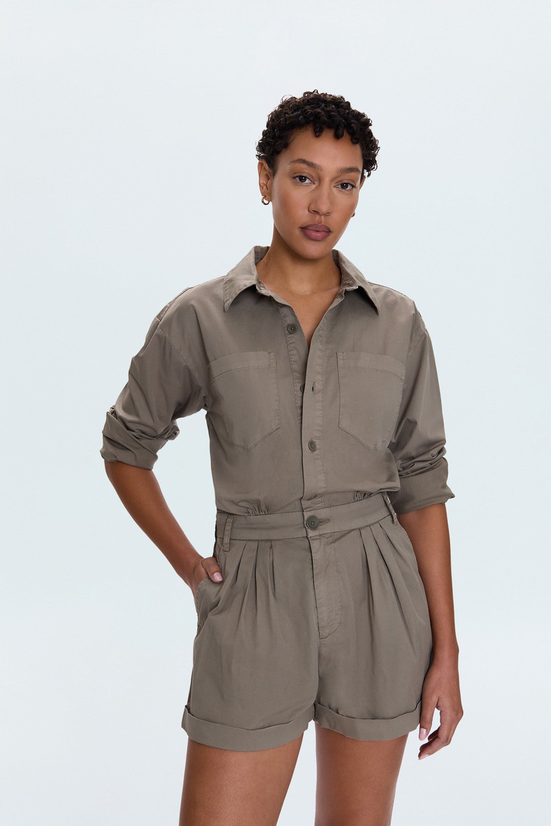 ARCHIE PLEATED ROMPER - SOFT MOSS 3