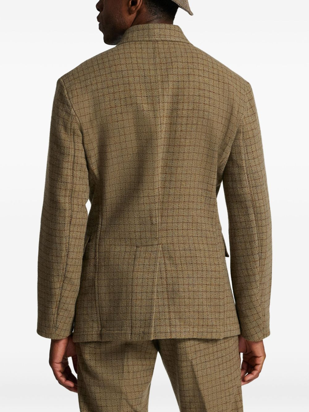 checked wool blazer - 4