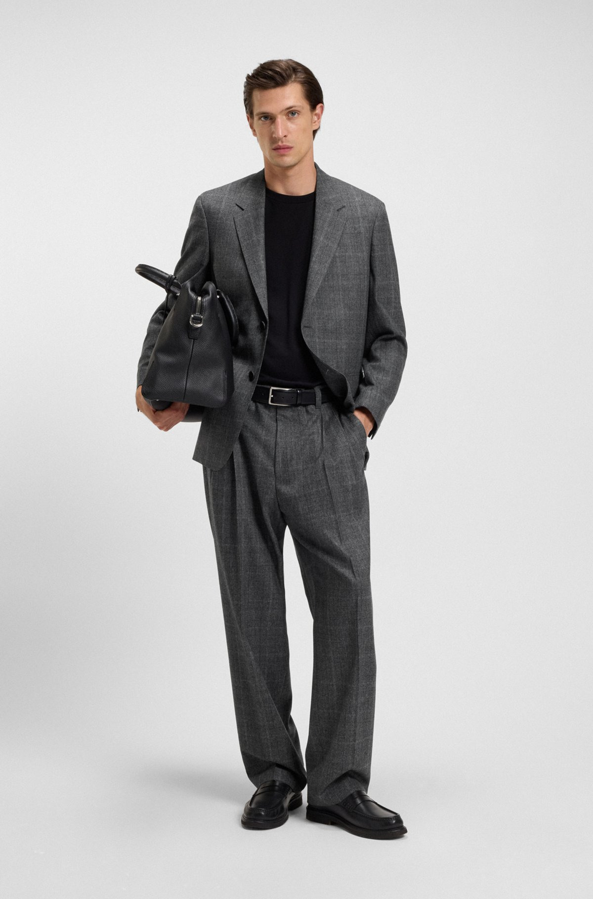 RELAXED-FIT TROUSERS IN CHECKED STRETCH WOOL - 3