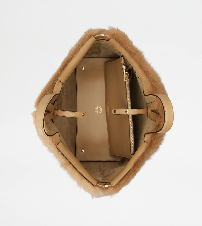 TOD'S DI BAG FOLIO IN FUR MEDIUM-SMALL - BEIGE 5