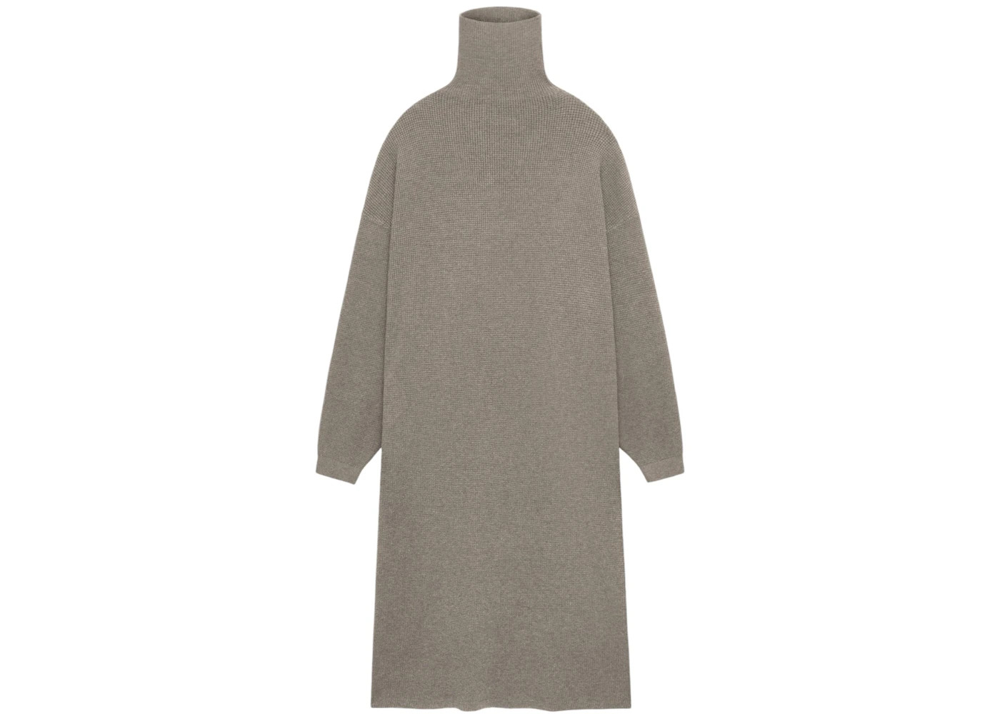 Fear of God Essentials Women's Waffle Knit Turtleneck Dress Heather Gray - 1