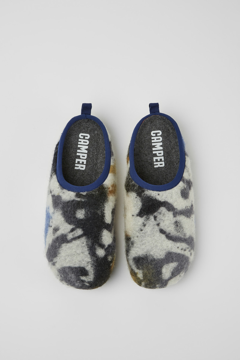 Wabi Blue and black recycled wool slippers for men 4