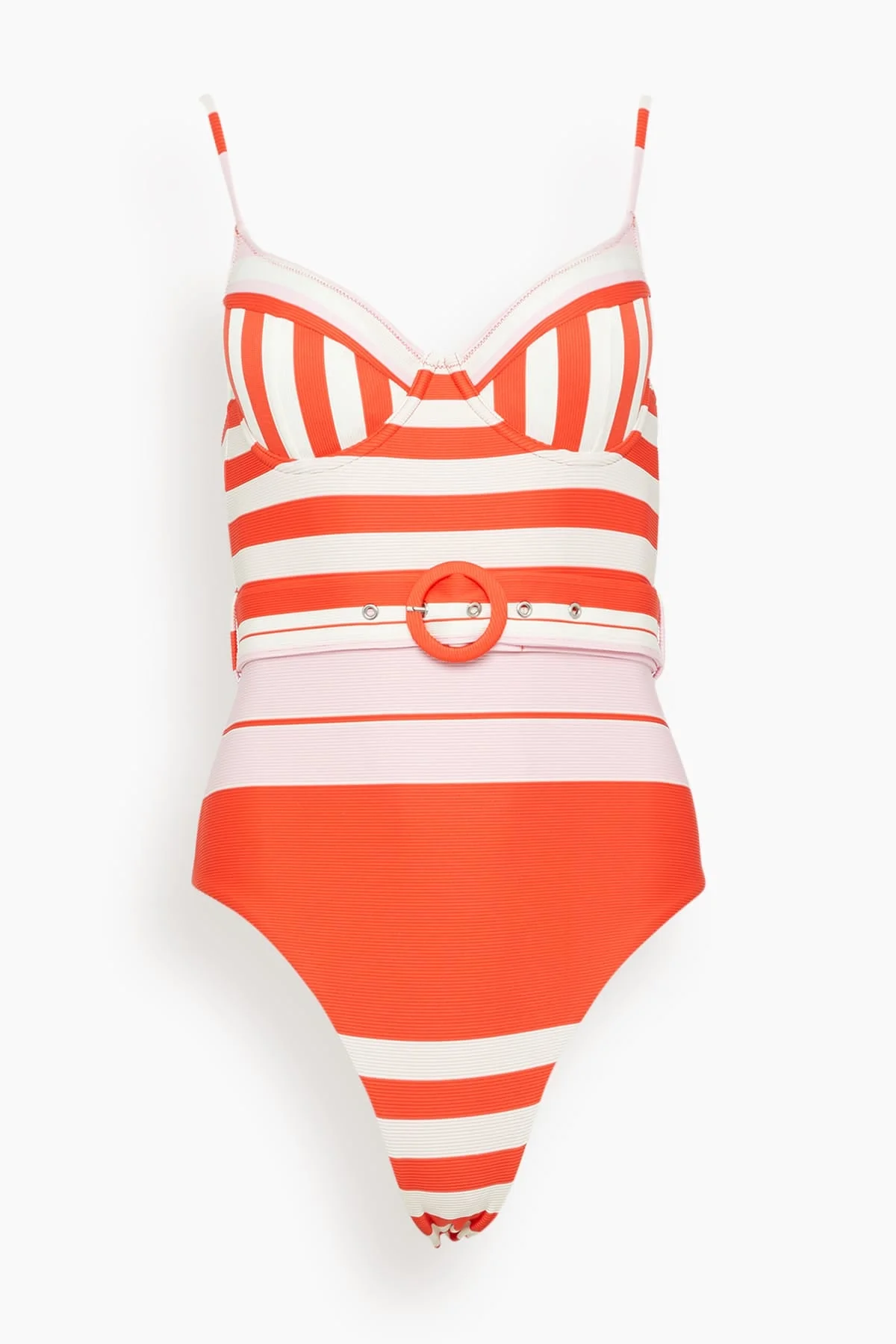 Noa Belted Bustier One Piece in Lobster Stripe - 1