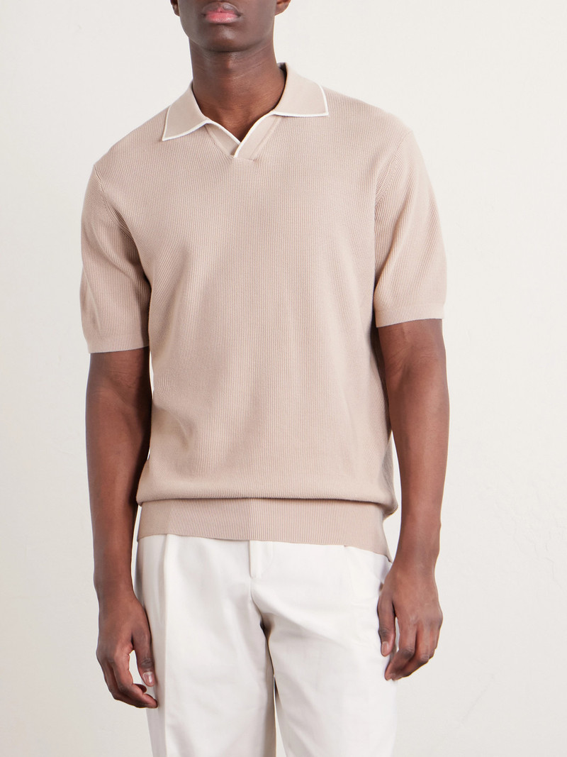 Open-Collar Cotton-Piqué Polo Shirt 3