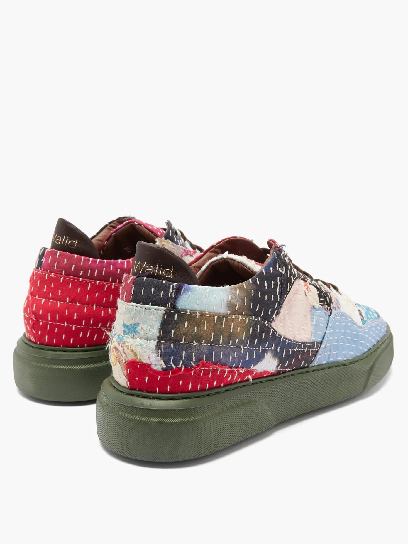 Patchwork vintage silk trainers - 4