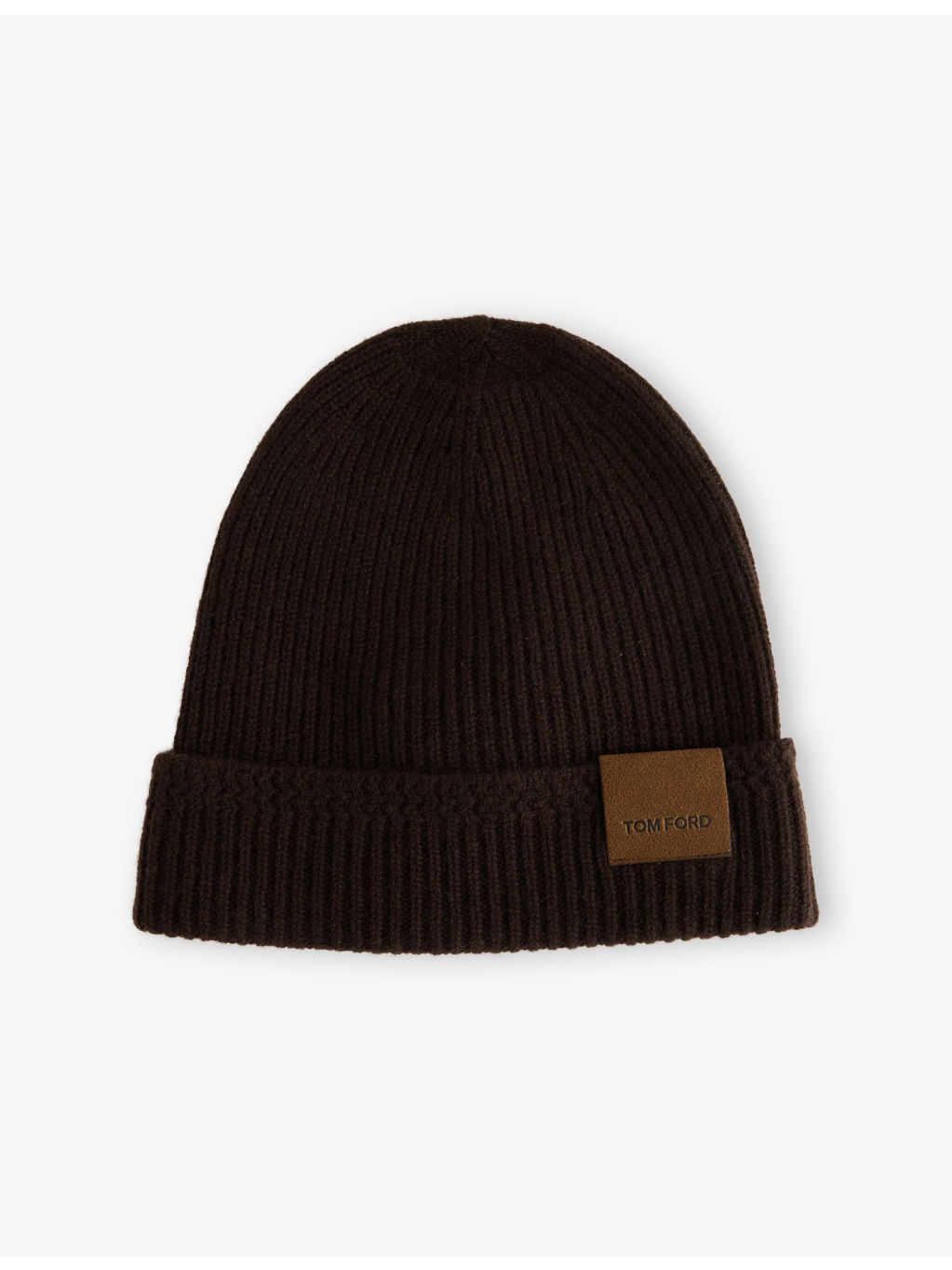 Logo-Patch Ribbed Cashmere-Knit Beanie Hat - 1