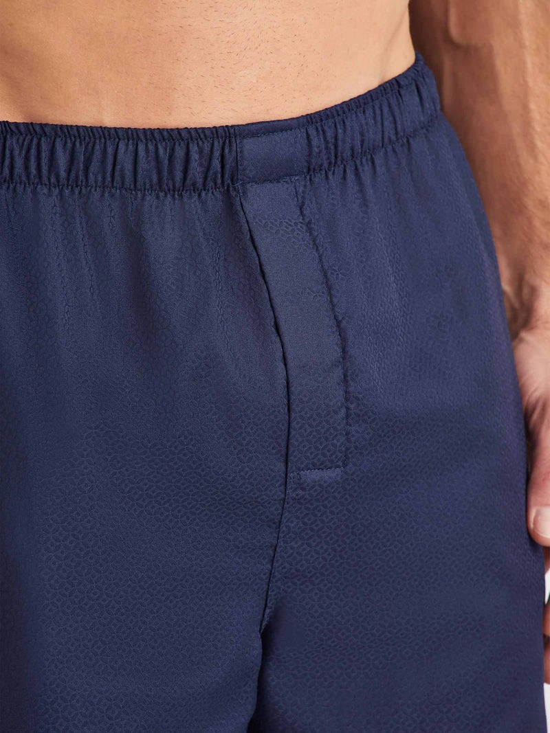 Men's Modern Fit Pyjamas Lombard 6 Cotton Jacquard Navy 7