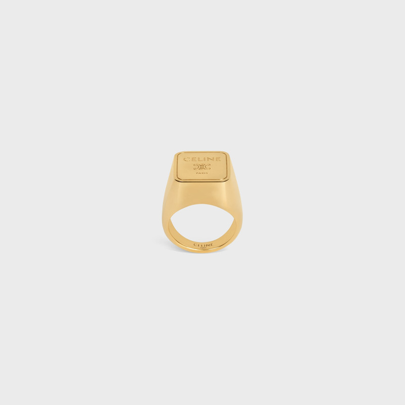 Triomphe Square Signet Ring in Brass with Gold Finish 1