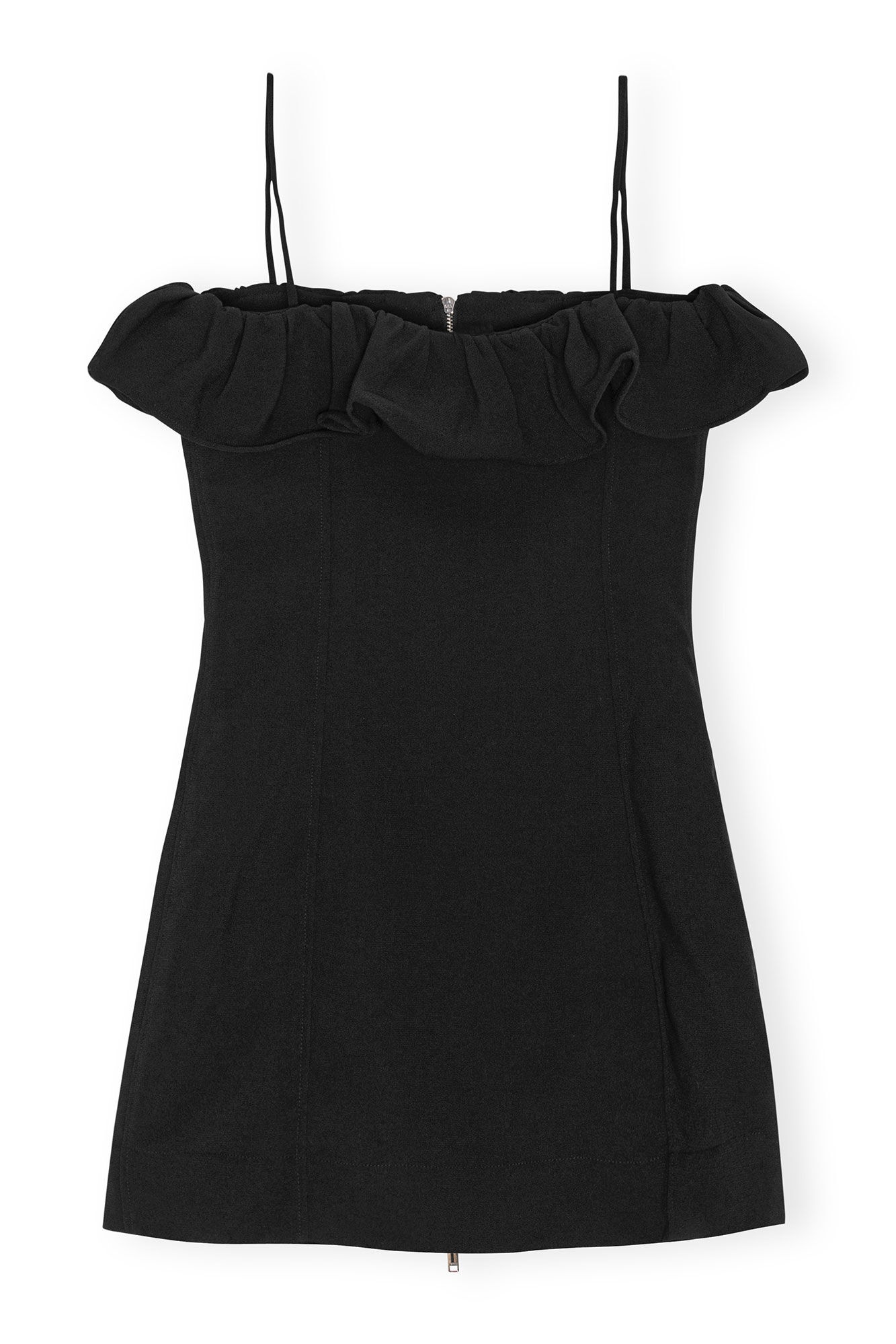 BLACK BONDED CREPE STRAP MINI DRESS - 1