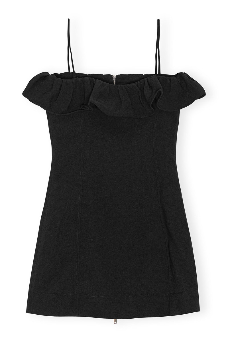 BLACK BONDED CREPE STRAP MINI DRESS 1