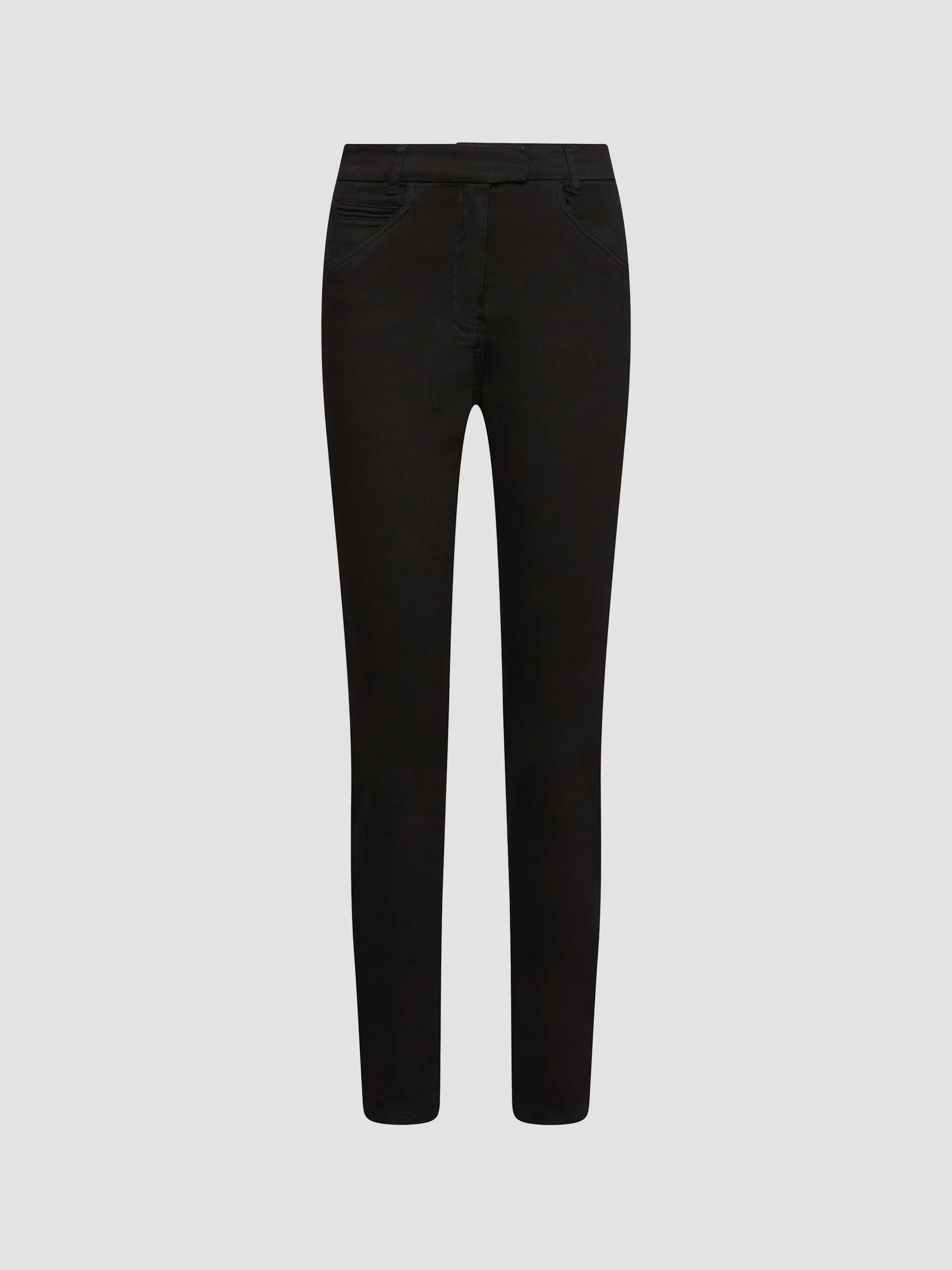 Women's Skinny Stretch Cotton Trousers - Black - 1