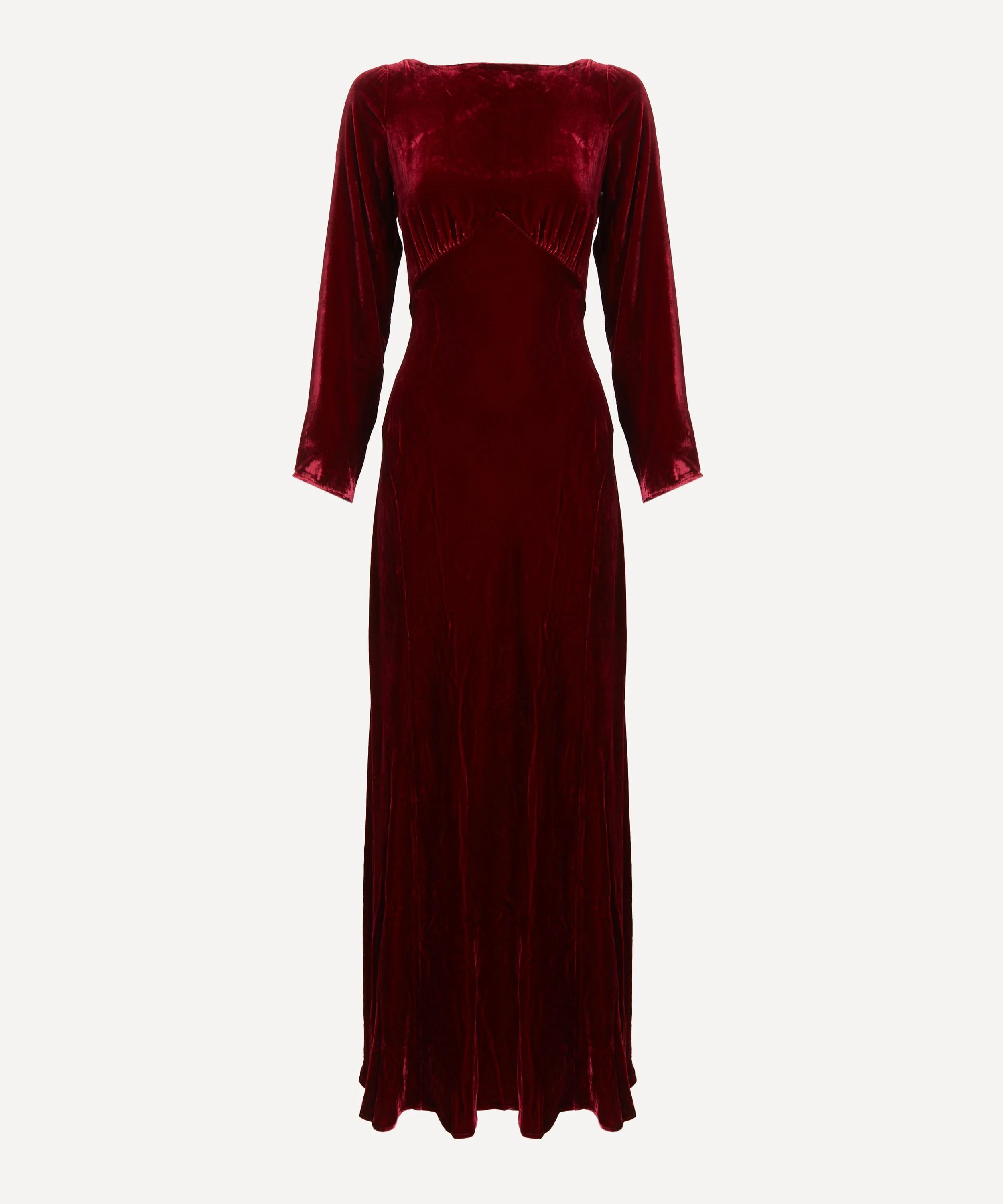 Devina Burgundy Silk-Velvet Dress - 1