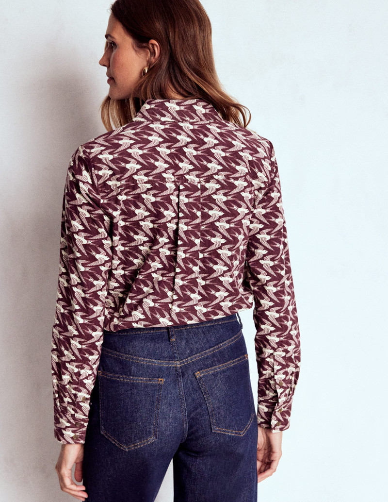 Sienna Cord Shirt-Dark Cherry, Swooping Swallow 4