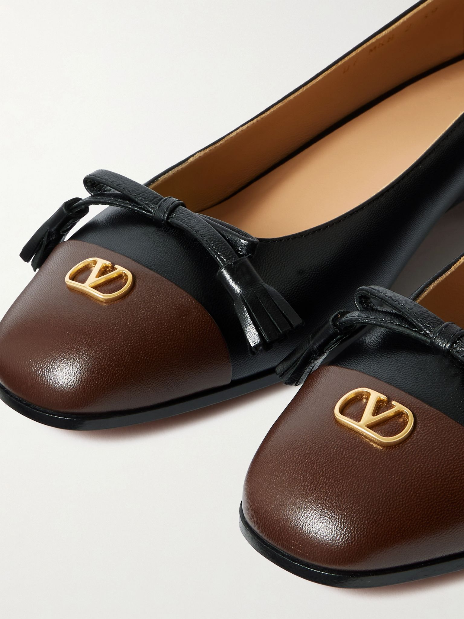 Ballerina embellished two-tone leather flats Black - 4