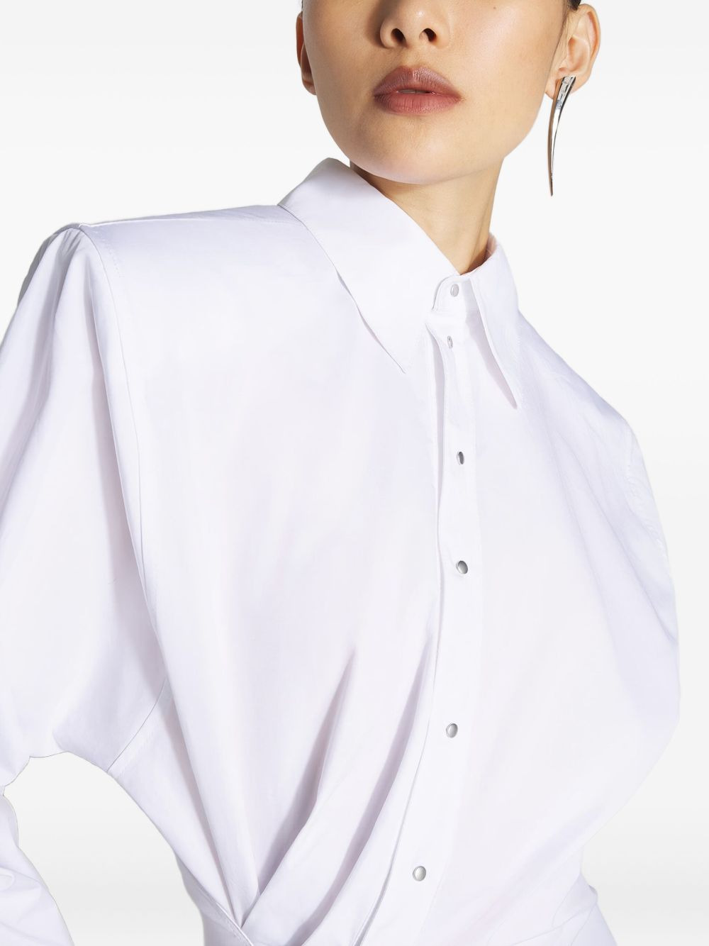 padded-shoulder asymmetrical shirt dress - 4