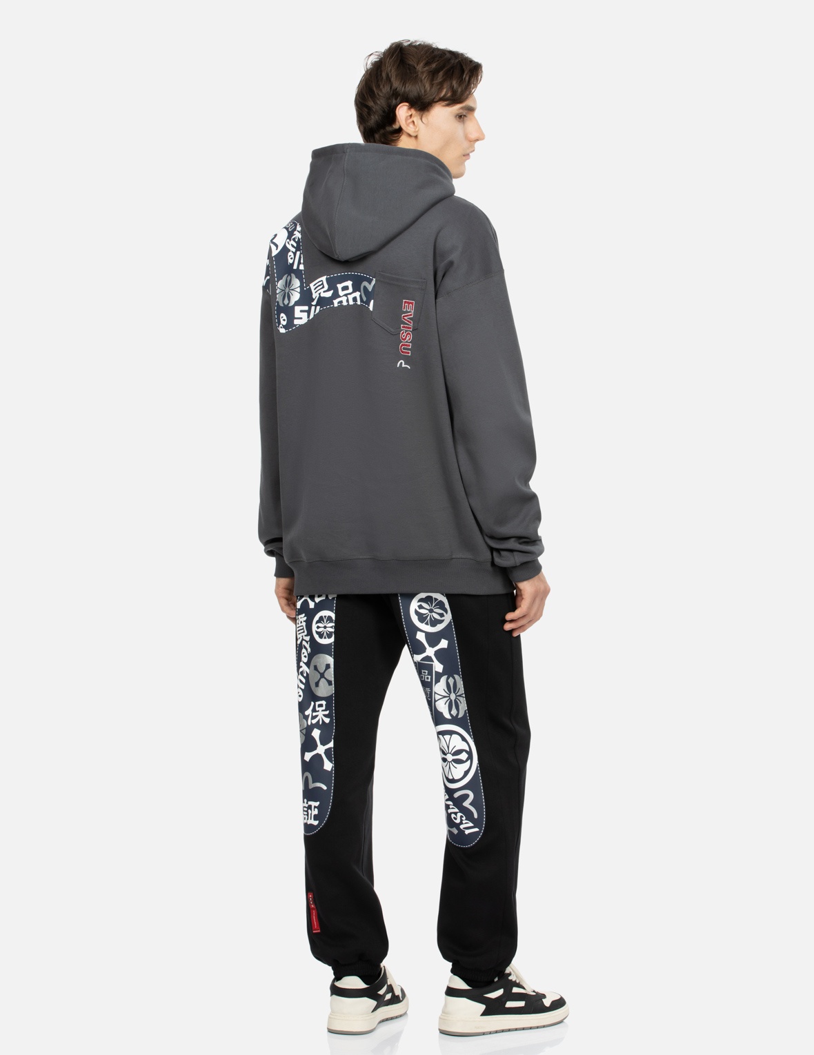 KAMON-PATTERN DAICOCK PRINT STRAIGHT FIT SWEATPANTS - 3