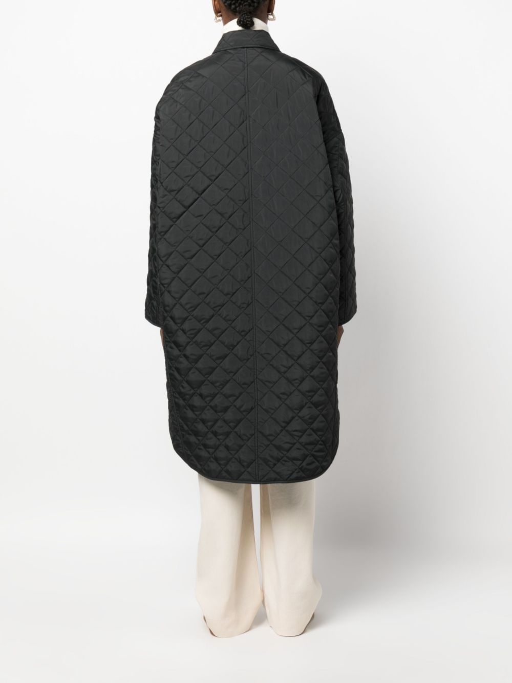 diamond-quilted single-breasted raincoat - 4