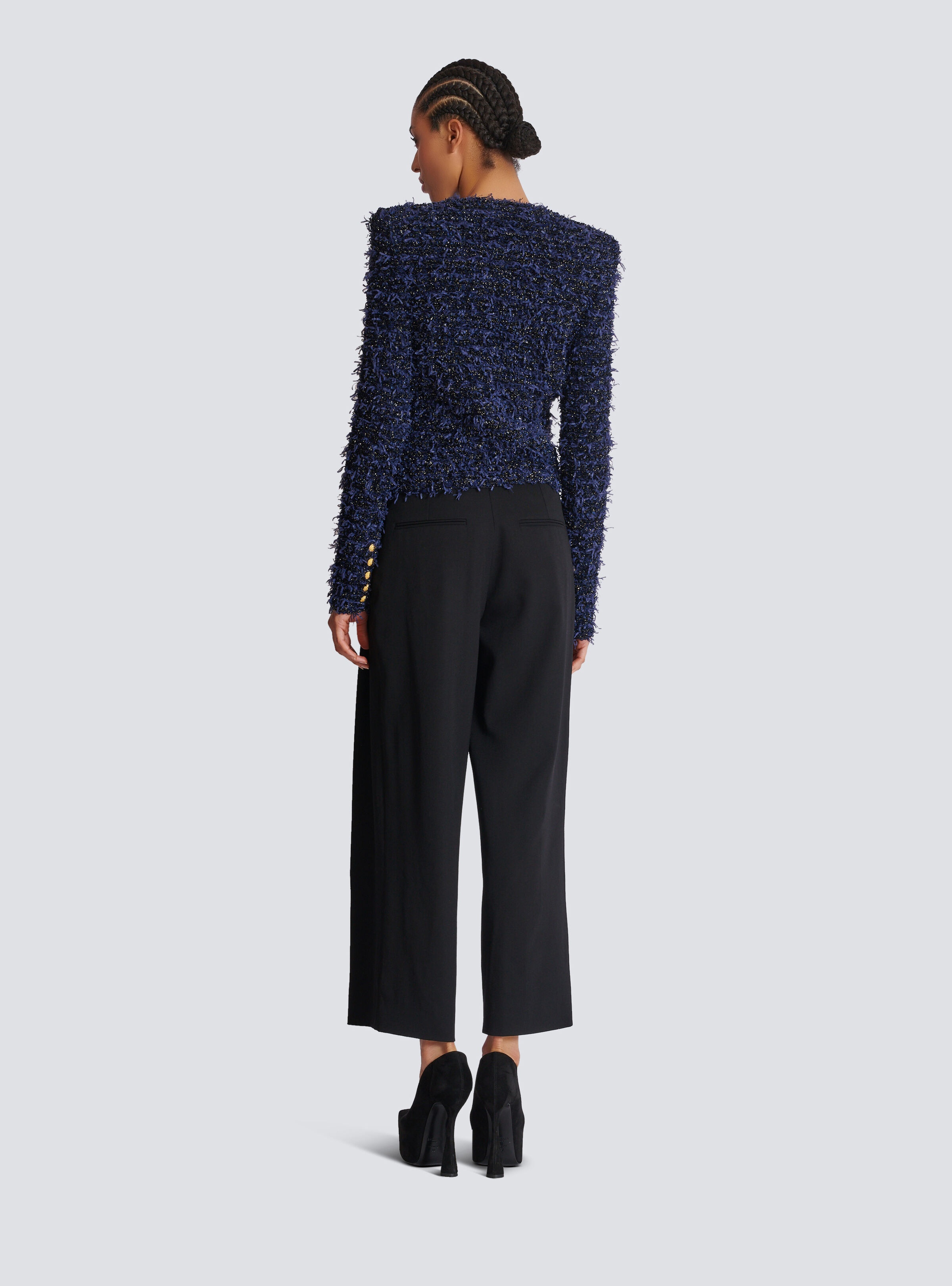 Cropped tweed knit jacket - 4