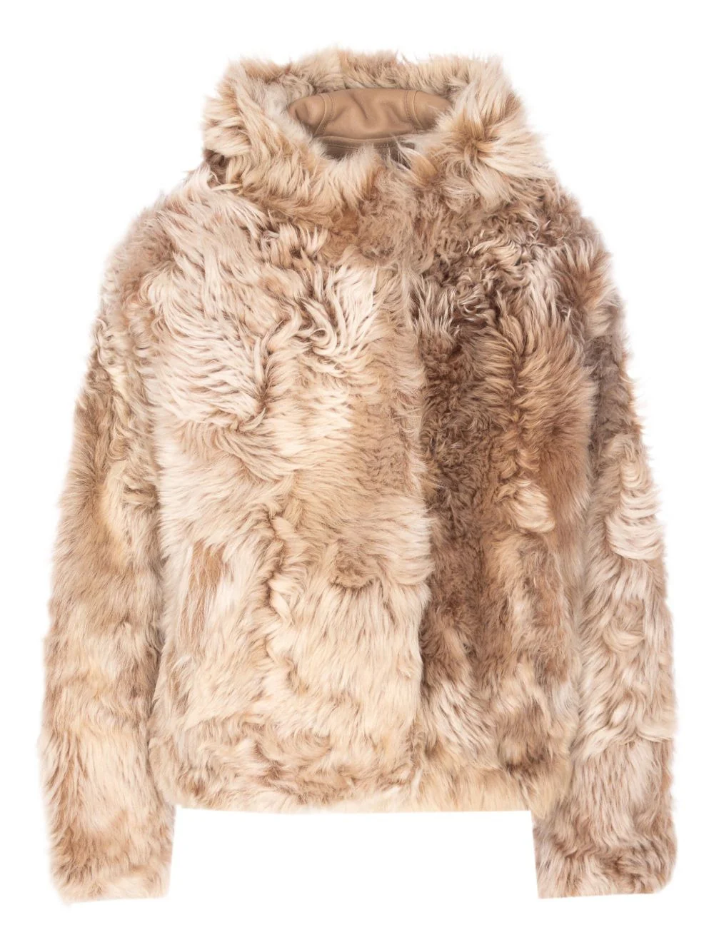 hooded lamb fur jacket - 1